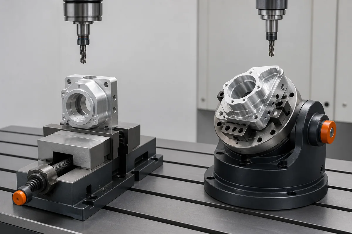 Comparable workholding approaches for three-axis and five-axis CNC machining