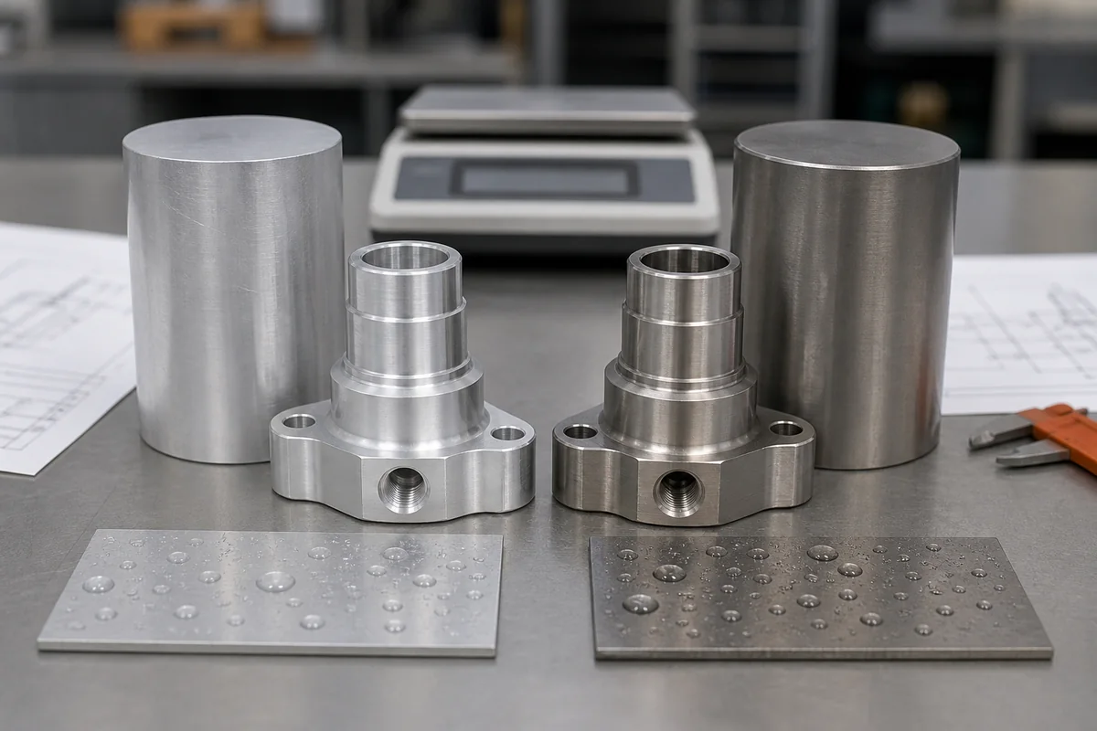 Aluminum and stainless steel components reviewed side by side for material selection