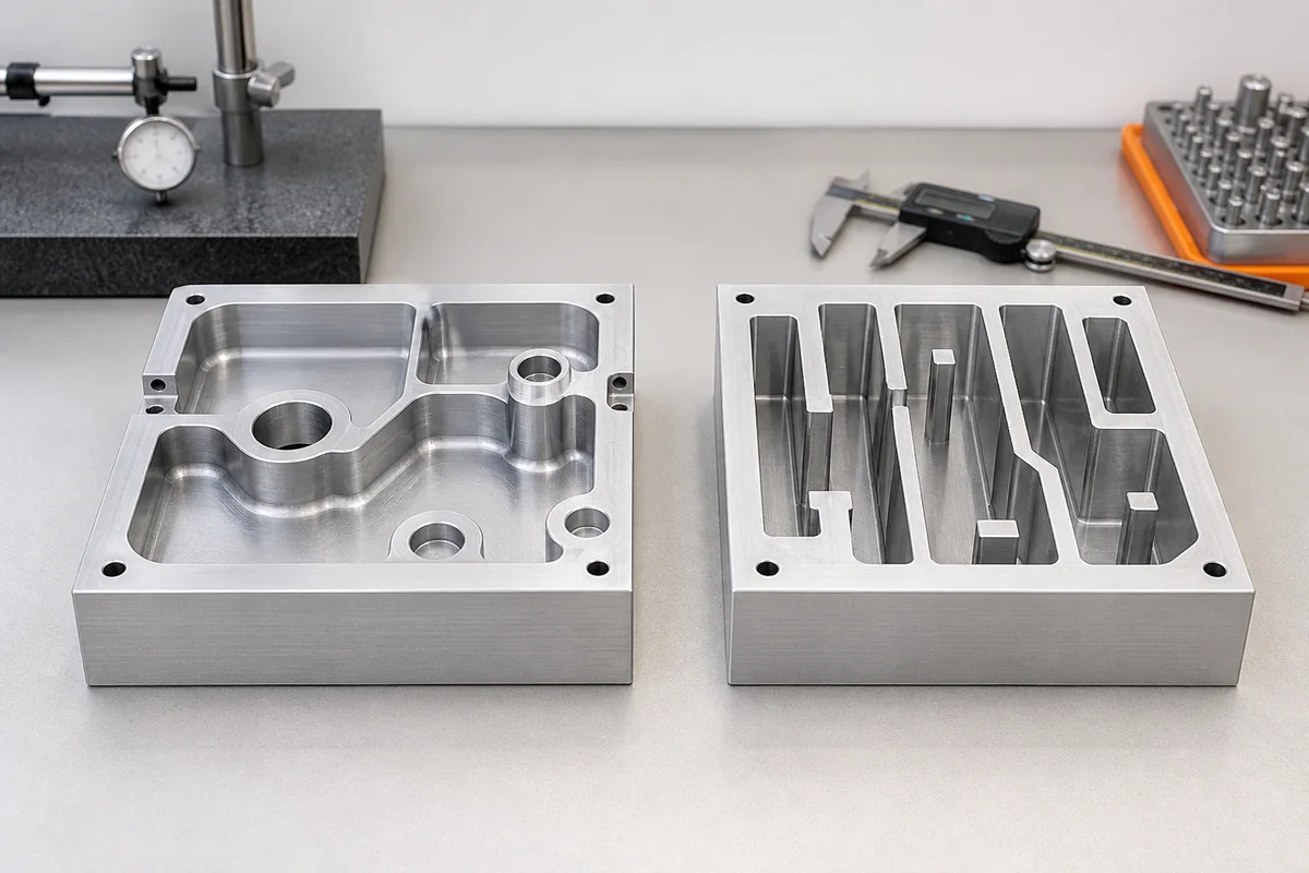 CNC design samples showing practical radiused pockets and difficult deep features