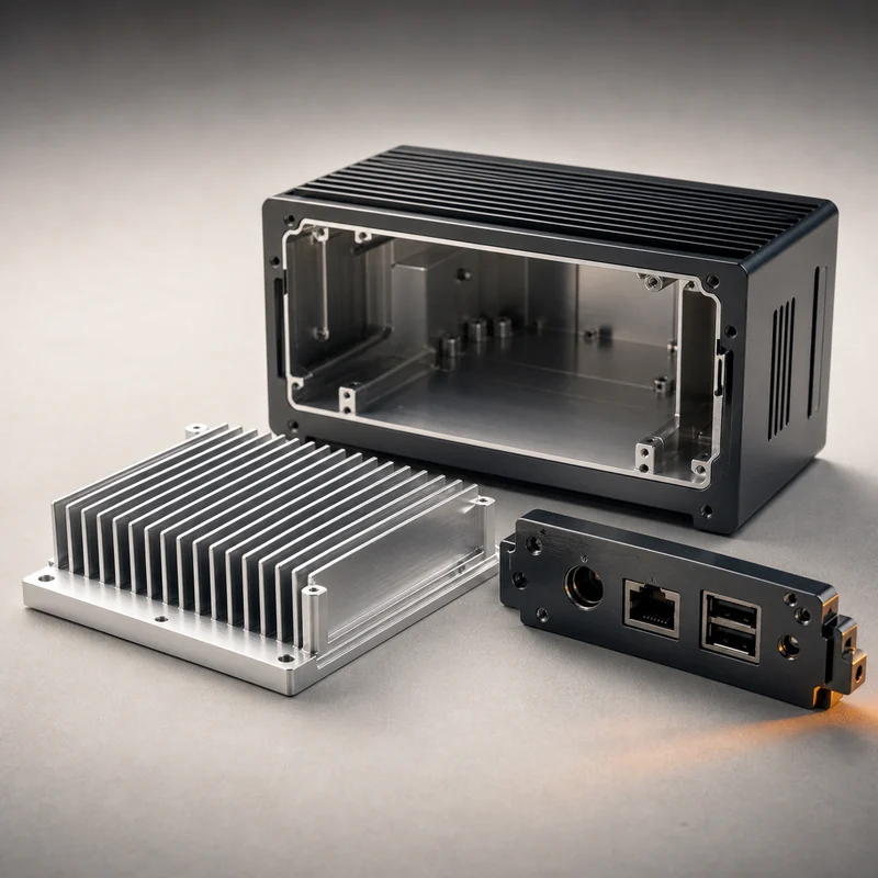 Representative machined enclosures and thermal-management components for electronics