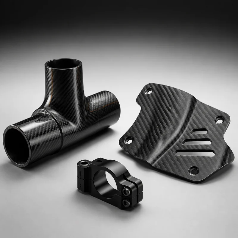 Representative carbon-fiber and machined components for sports and outdoor products